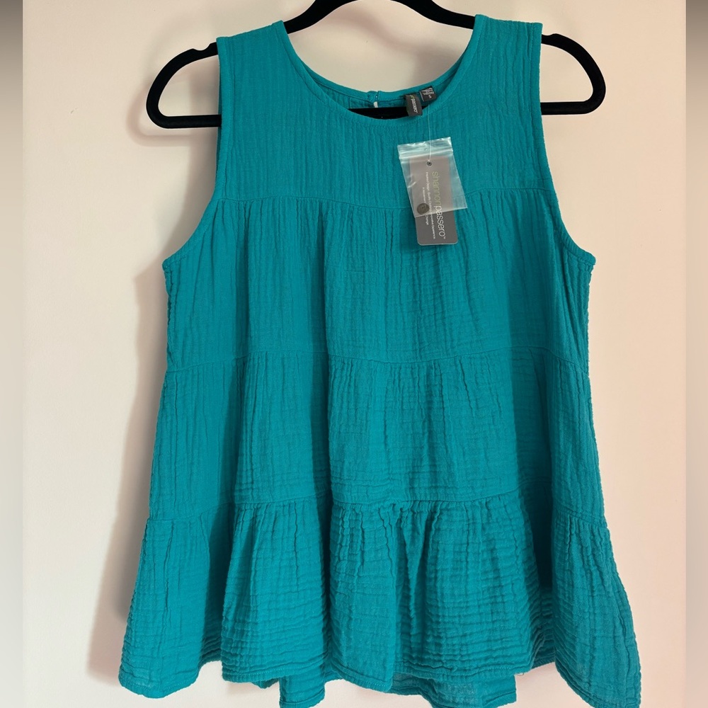Aqua Sleeveless Tiered Tank Top